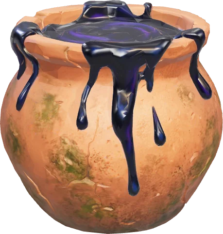 Halahala, a clay pot overflowing with dark poison.