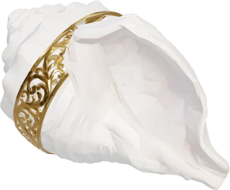 Shankha, a white conch banded with gold.